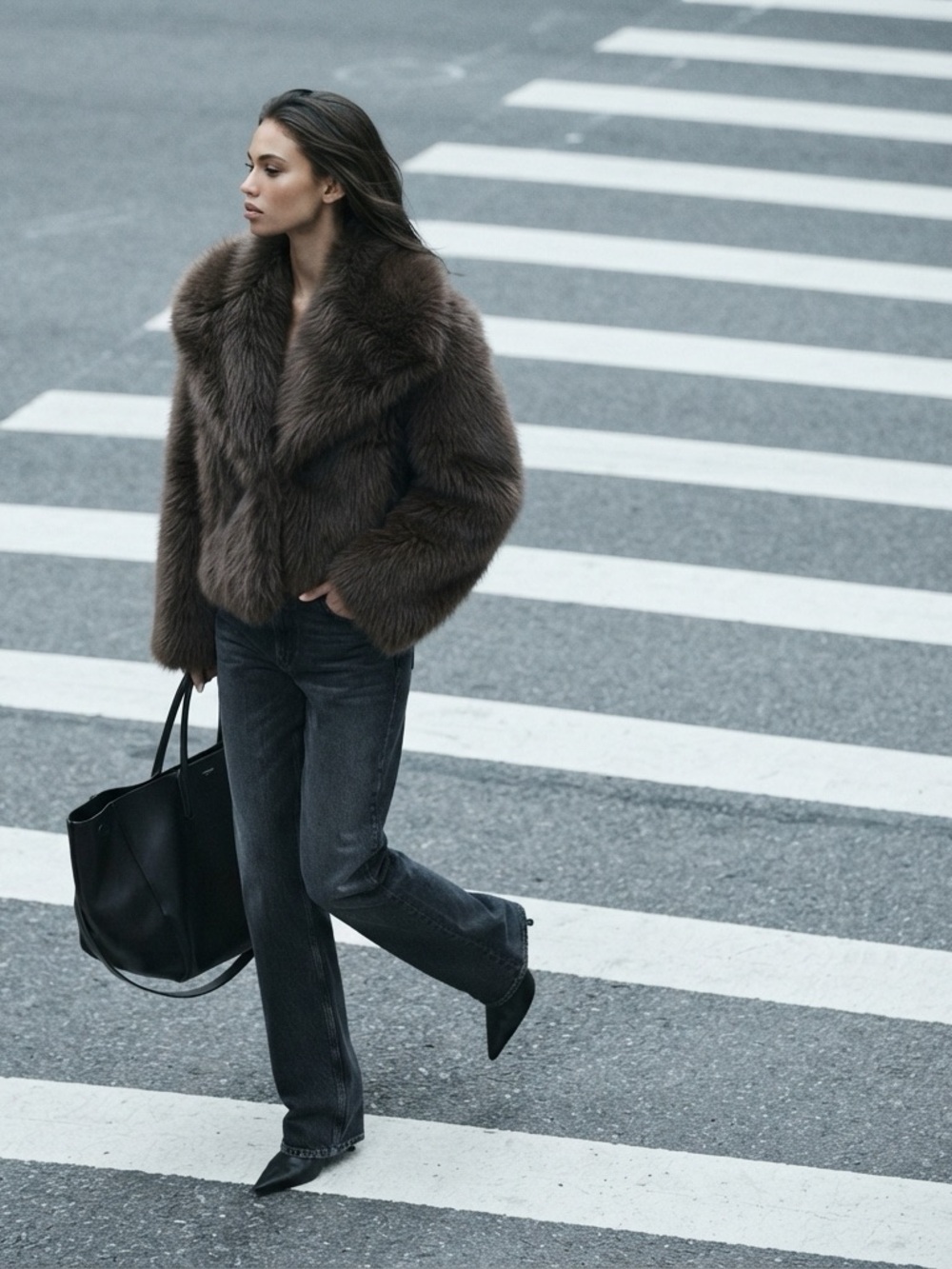 Lux Faux Fur  Jacket in Rich Brown